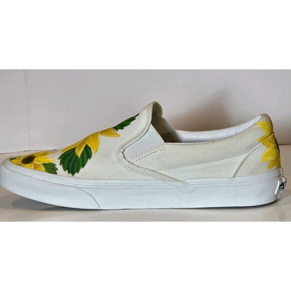 Custom Sunflower Vans Slip On Shoes Hand Painted EUC Floral Women’s 11 Men’s 9.5 - Picture 5 of 12